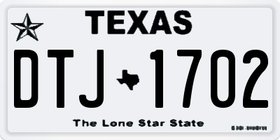 TX license plate DTJ1702