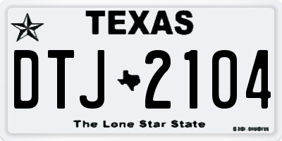 TX license plate DTJ2104