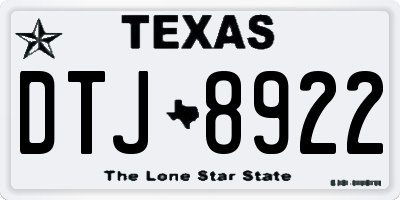 TX license plate DTJ8922
