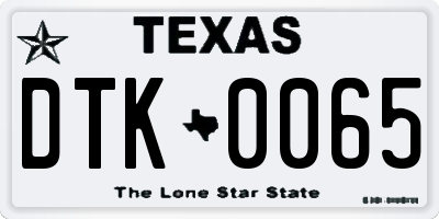 TX license plate DTK0065