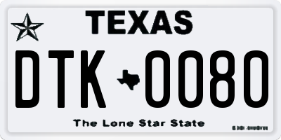 TX license plate DTK0080