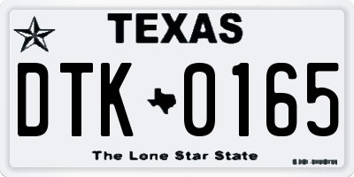 TX license plate DTK0165