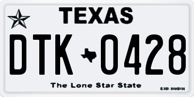 TX license plate DTK0428