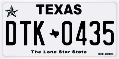 TX license plate DTK0435