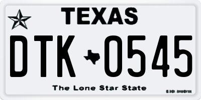 TX license plate DTK0545