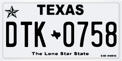 TX license plate DTK0758