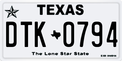 TX license plate DTK0794