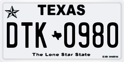 TX license plate DTK0980