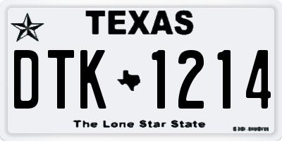 TX license plate DTK1214