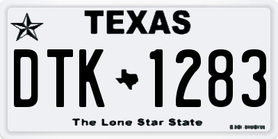 TX license plate DTK1283