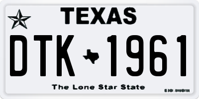 TX license plate DTK1961