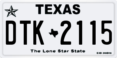 TX license plate DTK2115