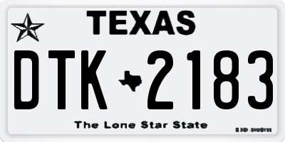 TX license plate DTK2183