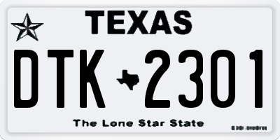 TX license plate DTK2301