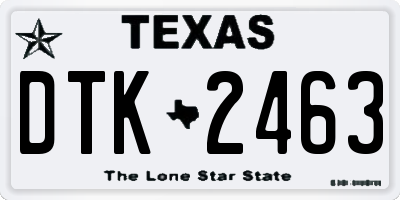 TX license plate DTK2463