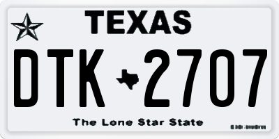 TX license plate DTK2707