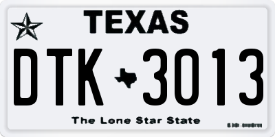 TX license plate DTK3013