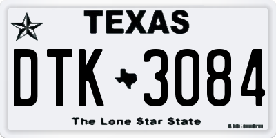 TX license plate DTK3084