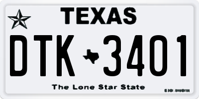 TX license plate DTK3401