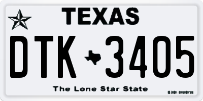 TX license plate DTK3405