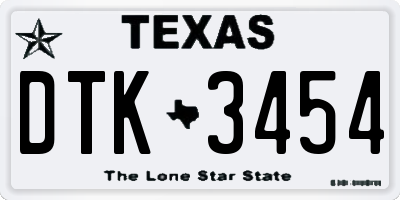 TX license plate DTK3454
