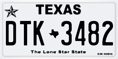 TX license plate DTK3482