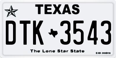 TX license plate DTK3543