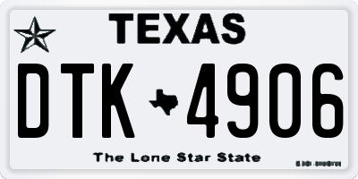 TX license plate DTK4906