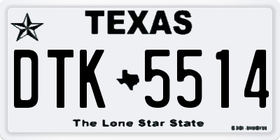 TX license plate DTK5514