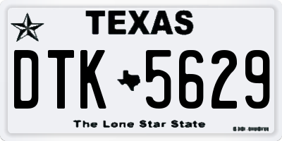 TX license plate DTK5629