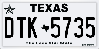 TX license plate DTK5735