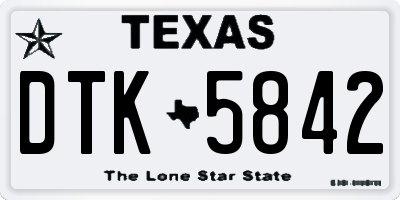 TX license plate DTK5842