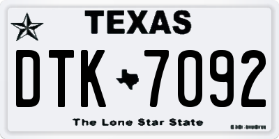 TX license plate DTK7092