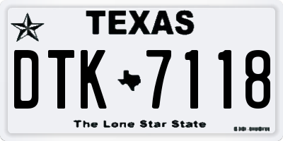 TX license plate DTK7118