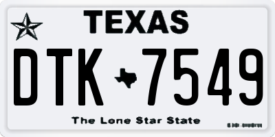 TX license plate DTK7549