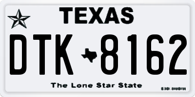 TX license plate DTK8162