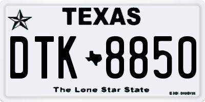 TX license plate DTK8850