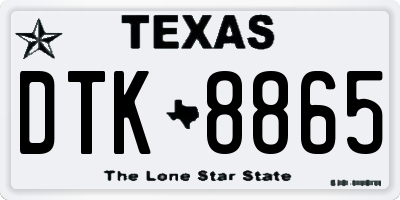 TX license plate DTK8865