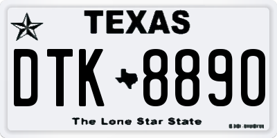 TX license plate DTK8890