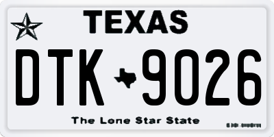 TX license plate DTK9026