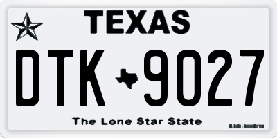 TX license plate DTK9027