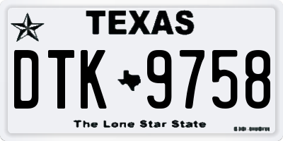 TX license plate DTK9758