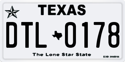 TX license plate DTL0178