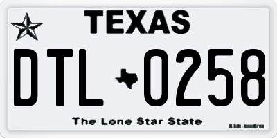 TX license plate DTL0258