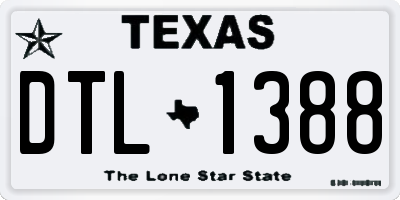 TX license plate DTL1388