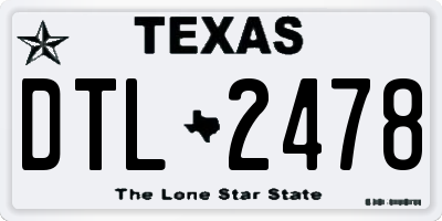 TX license plate DTL2478