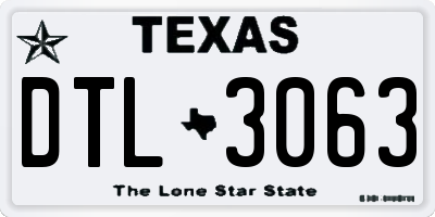 TX license plate DTL3063