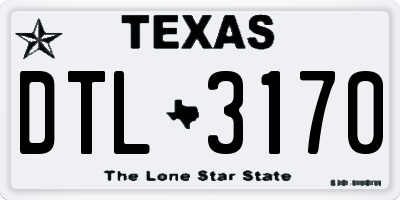 TX license plate DTL3170