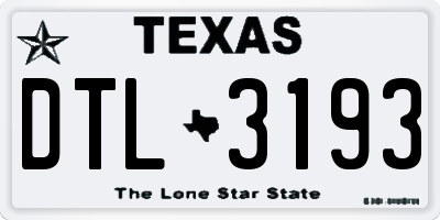 TX license plate DTL3193