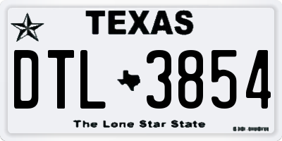 TX license plate DTL3854